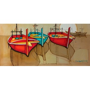 Salman Farooqi, 18 x 40 Inch, Acrylic on Canvas, Landscape Painting, AC-SF-691